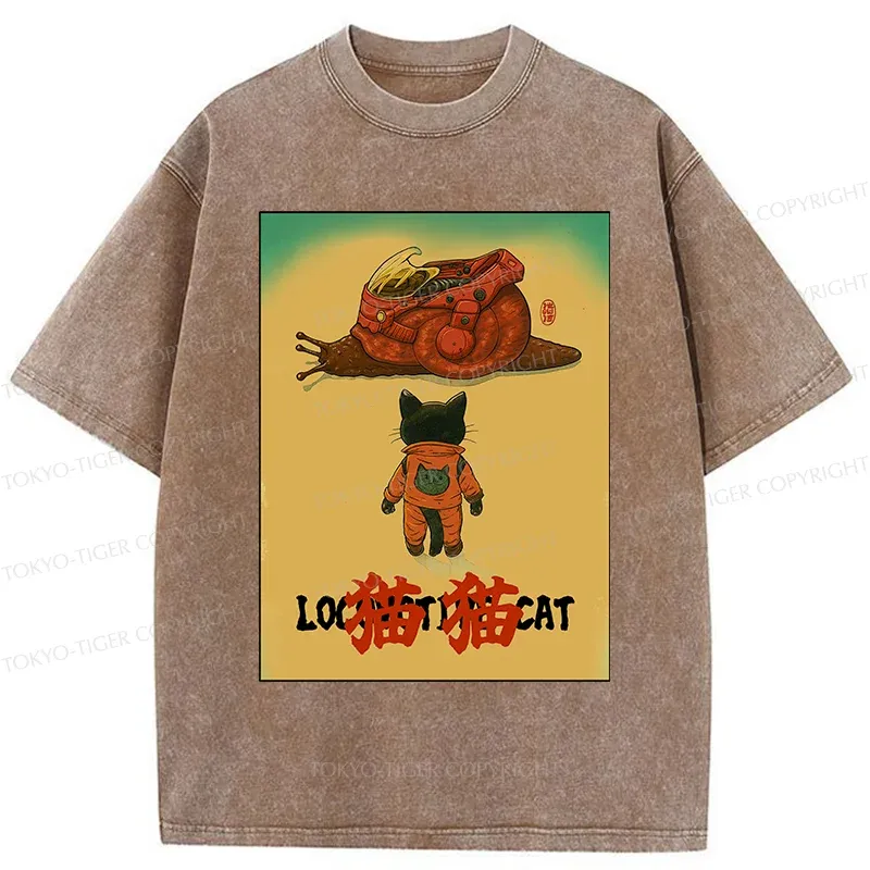 Tokyo-Tiger Locomotive Cat Washed T-Shirt