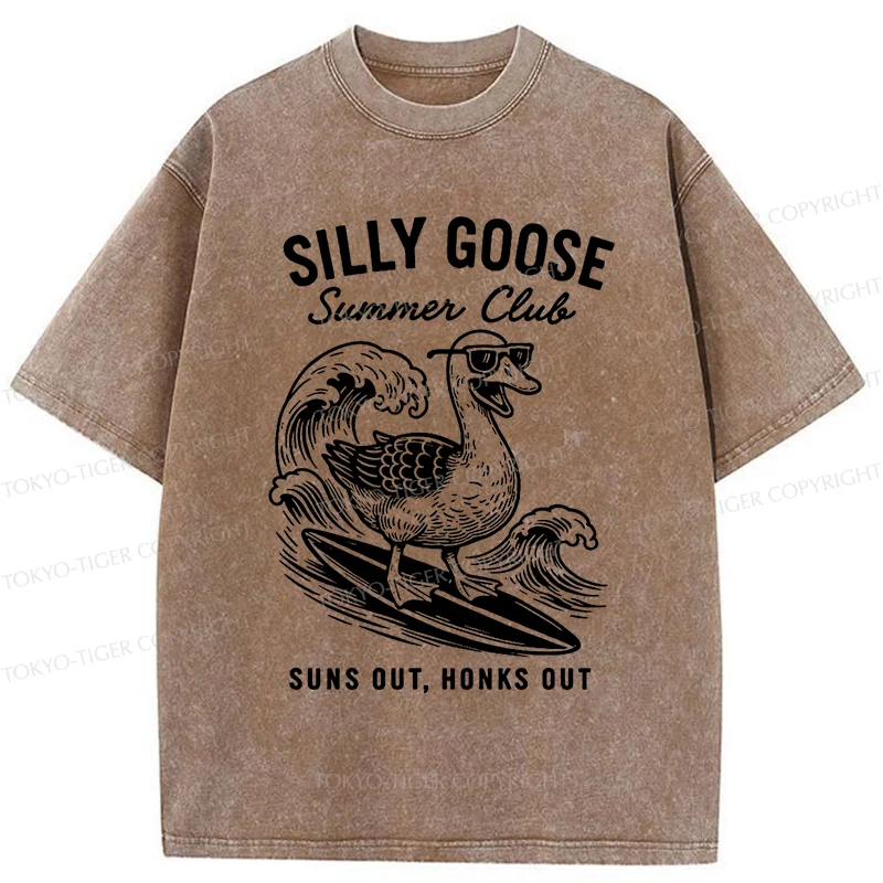 Tokyo-Tiger Stupid Goose Surfing Washed T-Shirt
