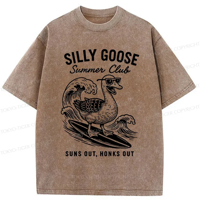 Tokyo-Tiger Stupid Goose Surfing Washed T-Shirt