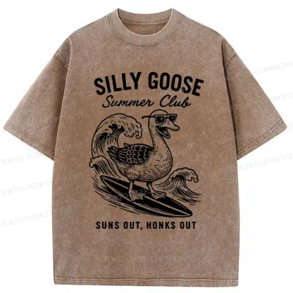 Tokyo-Tiger Stupid Goose Surfing Washed T-Shirt