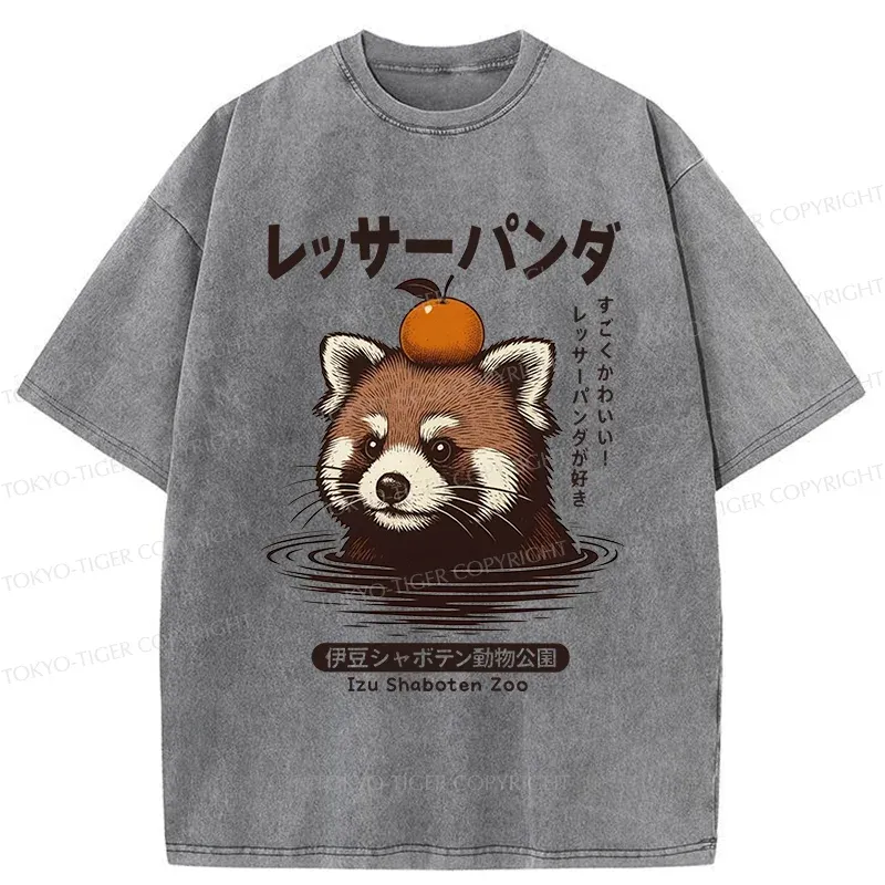 Tokyo-Tiger Cute Red Panda Washed T-Shirt