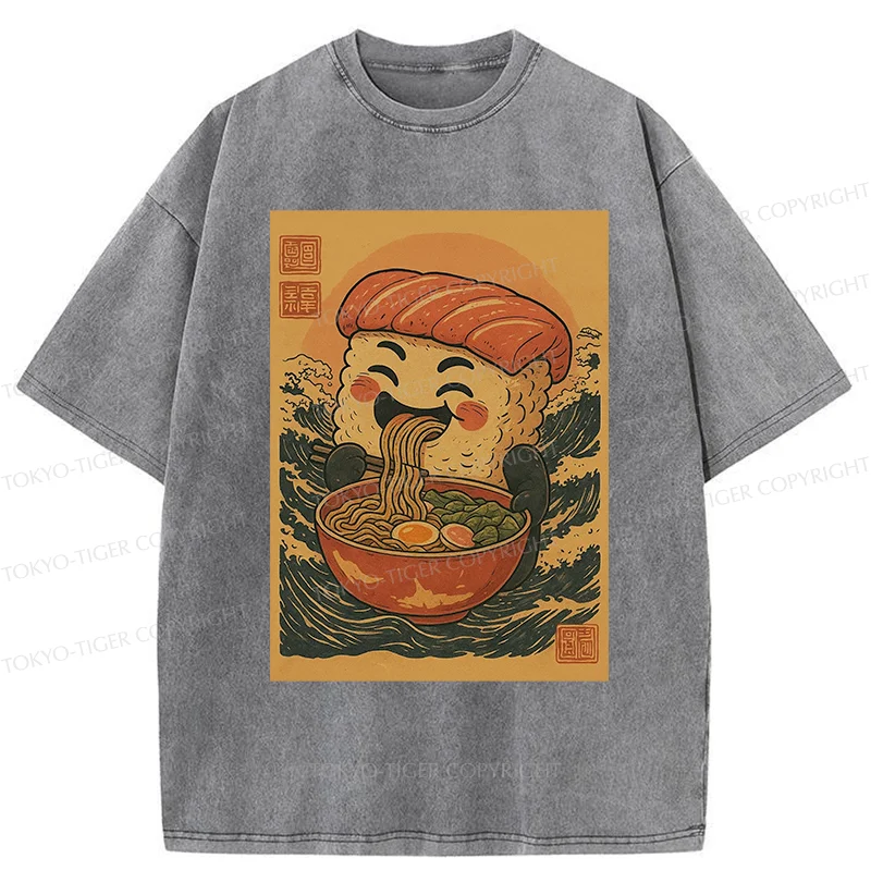 Tokyo-Tiger Sushi And Ramen Washed T-Shirt