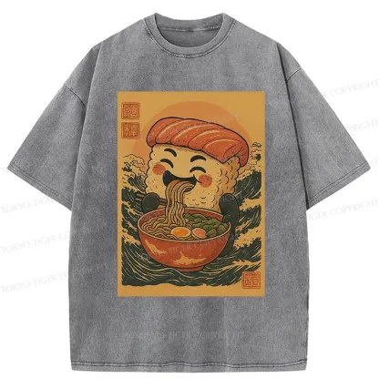 Tokyo-Tiger Sushi And Ramen Washed T-Shirt