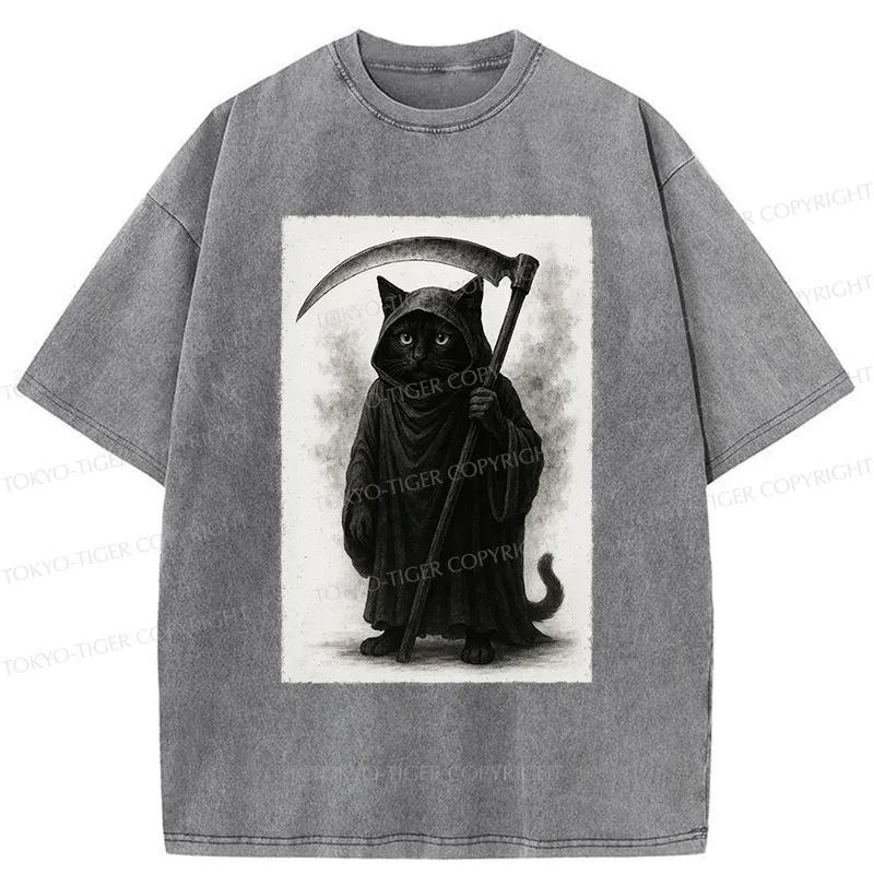 Tokyo-Tiger Death Cat Washed T-Shirt