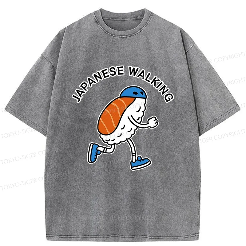 Tokyo-Tiger Japanese Walking Washed T-Shirt