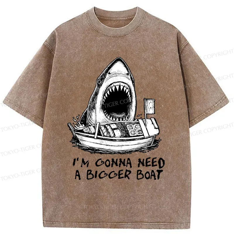 Tokyo-Tiger Shark Eating Sushi Washed T-Shirt