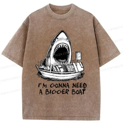 Tokyo-Tiger Shark Eating Sushi Washed T-Shirt