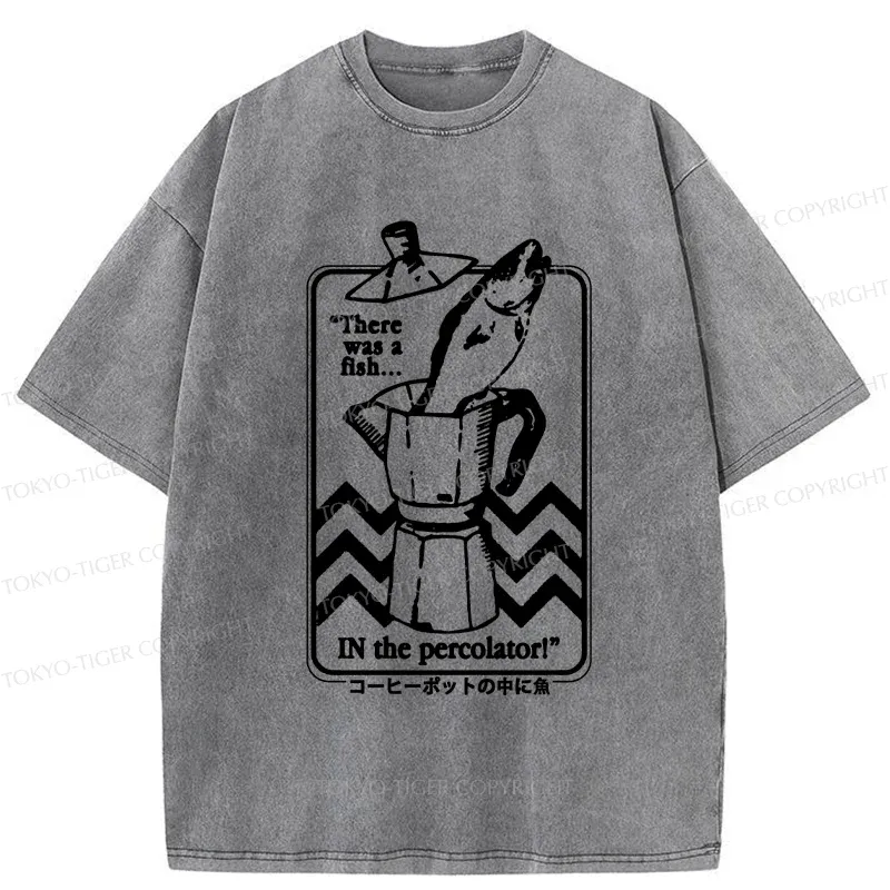 Tokyo-Tiger Fish In The Coffee Machine Washed T-Shirt