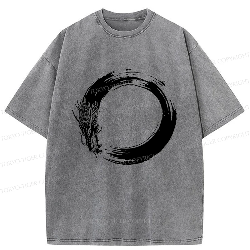 Tokyo-Tiger Dragon's Circle Washed T-Shirt