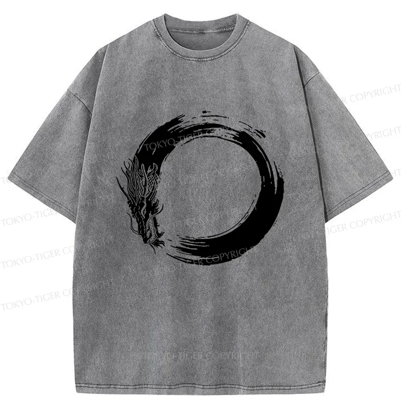 Tokyo-Tiger Dragon's Circle Washed T-Shirt