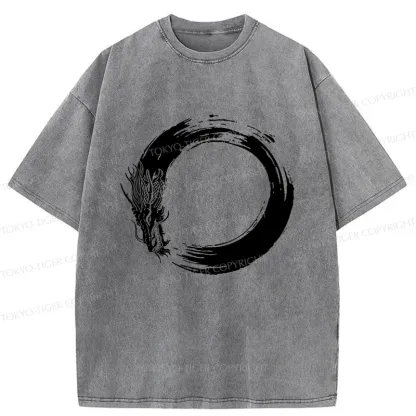 Tokyo-Tiger Dragon's Circle Washed T-Shirt