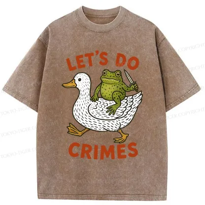 Tokyo-Tiger Frog Ready To Commit Crime Washed T-Shirt