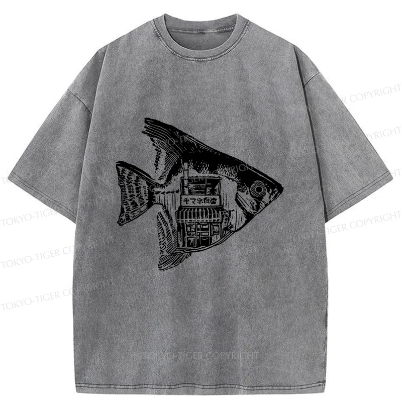 Tokyo-Tiger Grilled Fish Restaurant Washed T-Shirt