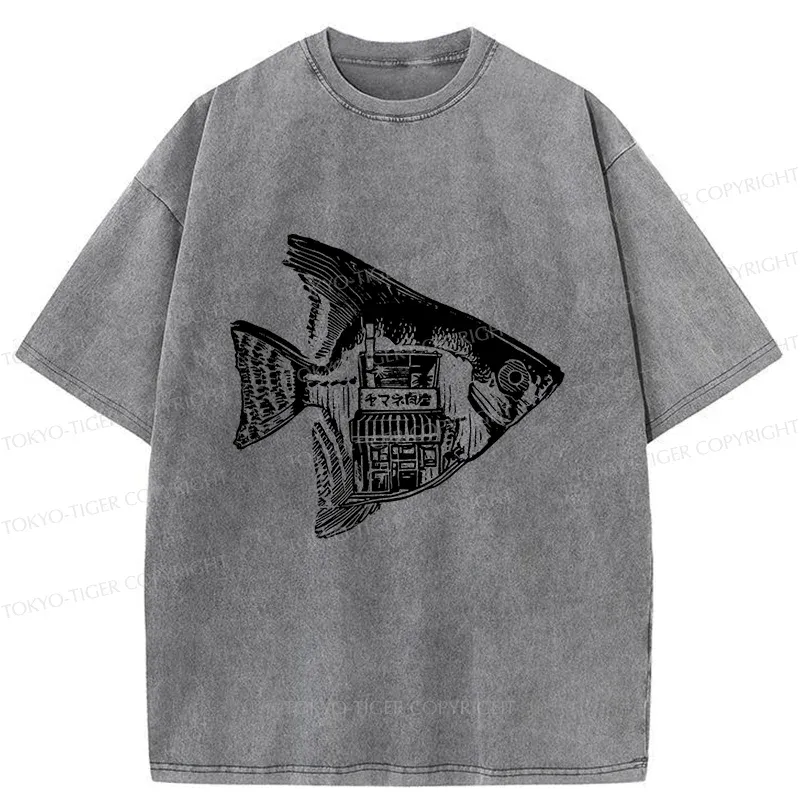 Tokyo-Tiger Grilled Fish Restaurant Washed T-Shirt