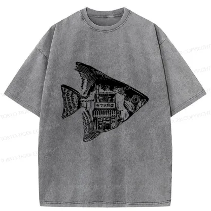 Tokyo-Tiger Grilled Fish Restaurant Washed T-Shirt