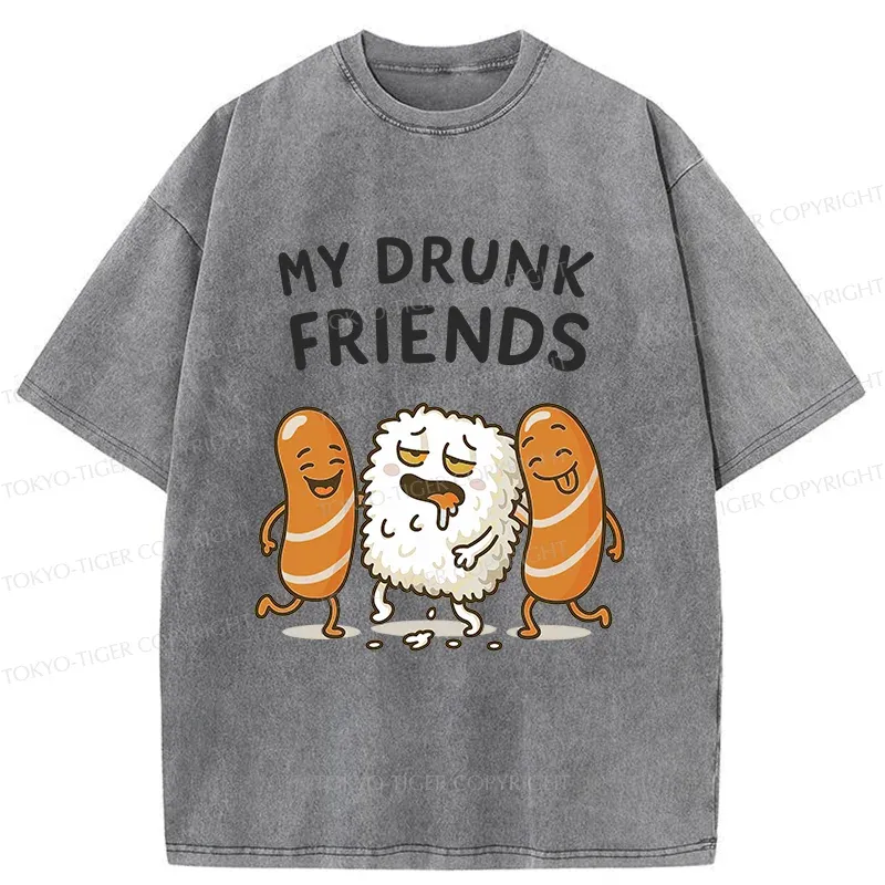 Tokyo-Tiger Drunk Sushi Washed T-Shirt