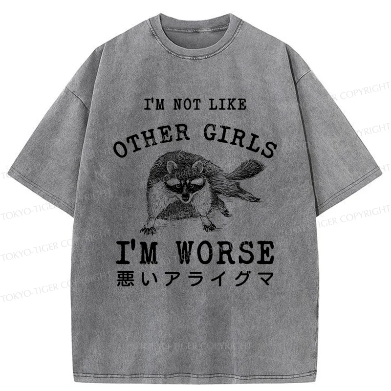 Tokyo-Tiger Bad Raccoon Funny Washed T-Shirt