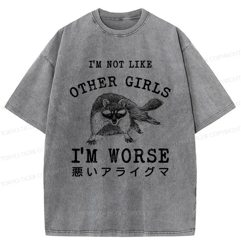 Tokyo-Tiger Bad Raccoon Funny Washed T-Shirt