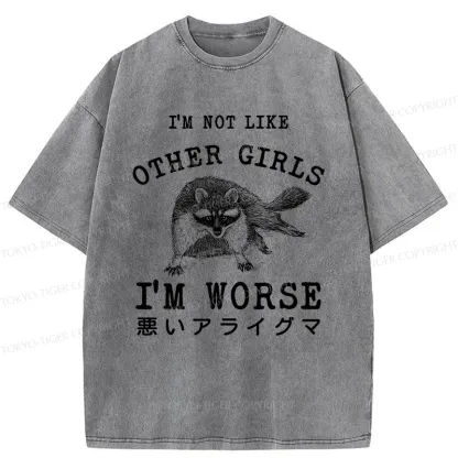 Tokyo-Tiger Bad Raccoon Funny Washed T-Shirt