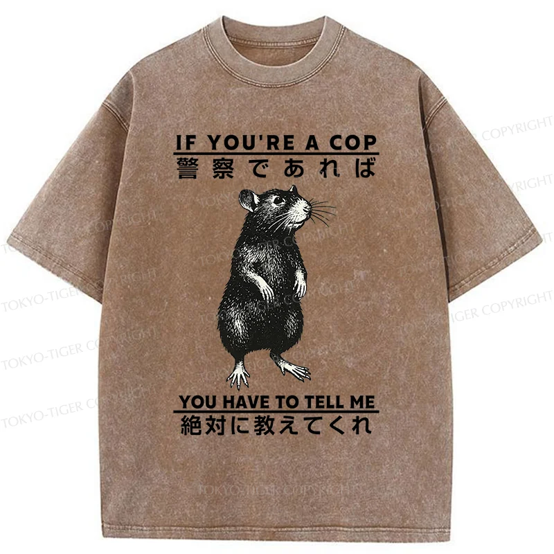 Tokyo-Tiger Funny Mouse Japan Washed T-Shirt