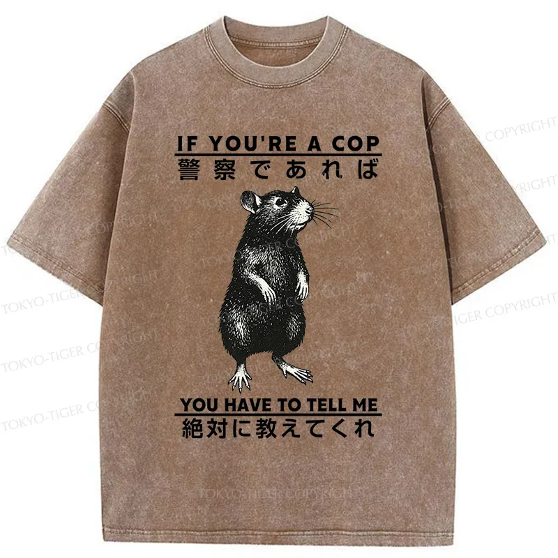 Tokyo-Tiger Funny Mouse Japan Washed T-Shirt