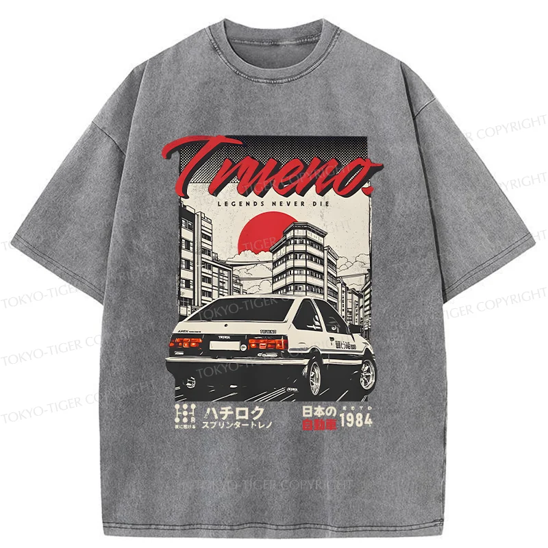Tokyo-Tiger Retro Japanese Car Funny Washed T-Shirt