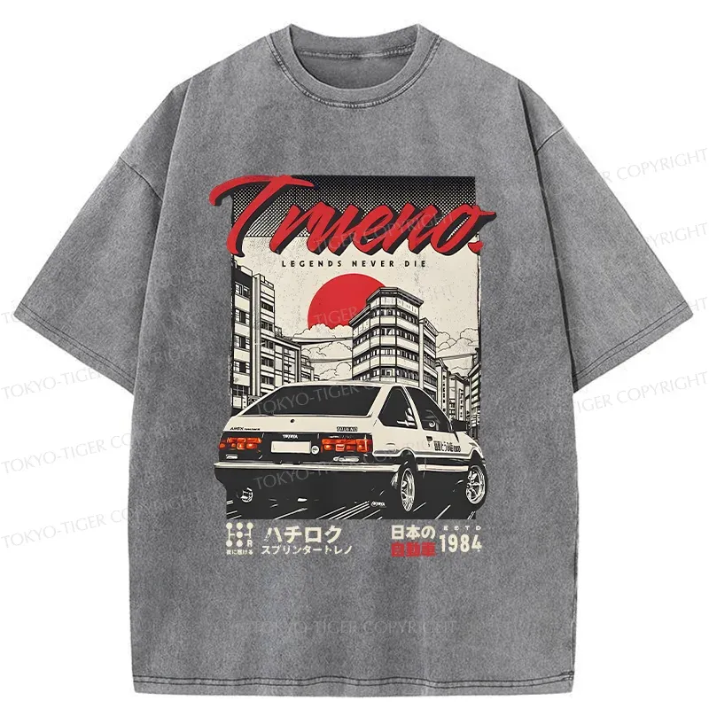 Tokyo-Tiger Retro Japanese Car Funny Washed T-Shirt