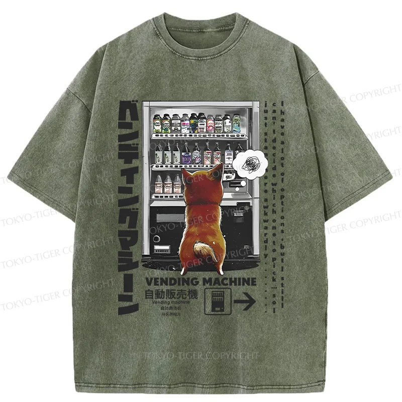 Tokyo-Tiger Japanese Vending Machine Washed T-Shirt