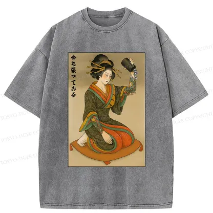Tokyo-Tiger Geisha With Dice Washed T-Shirt
