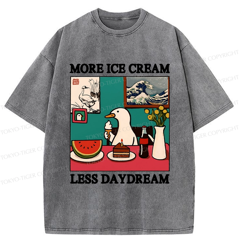 Tokyo-Tiger More Ice Cream Less Daydream Washed T-Shirt