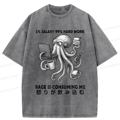 Tokyo-Tiger 1% Salary 99% Hard Work Washed T-Shirt