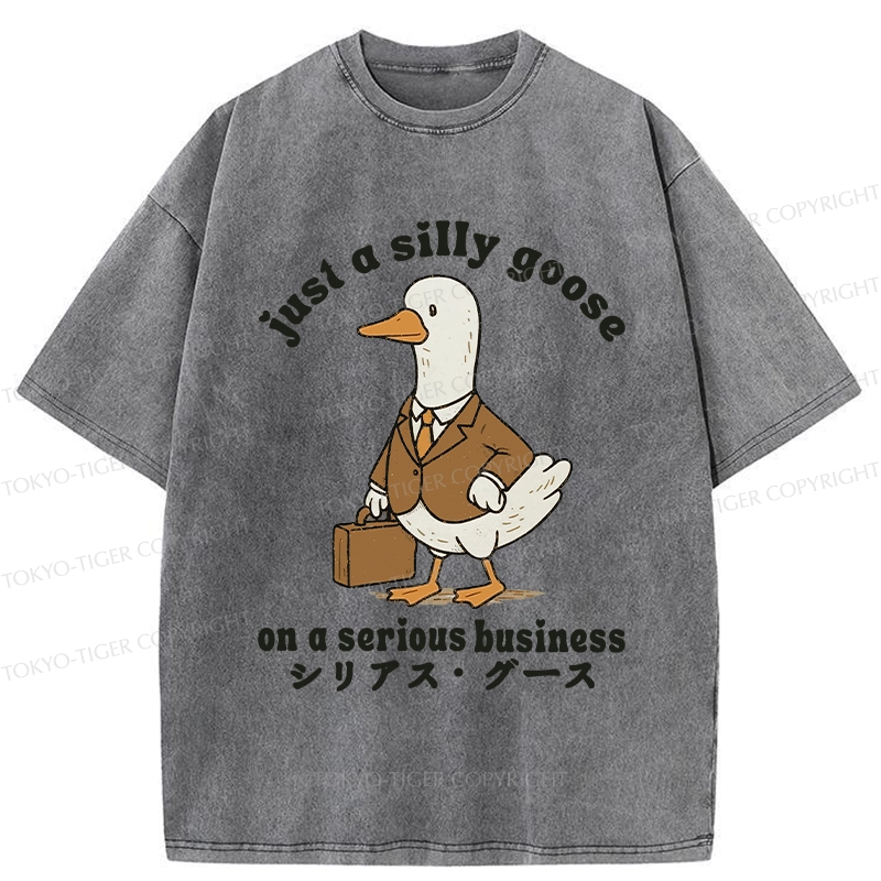 Tokyo-Tiger Silly Goose On A Serious Business Washed T-Shirt