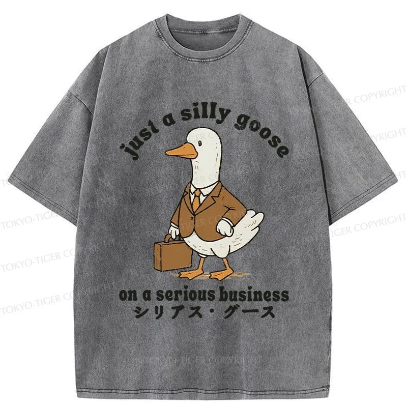 Tokyo-Tiger Silly Goose On A Serious Business Washed T-Shirt