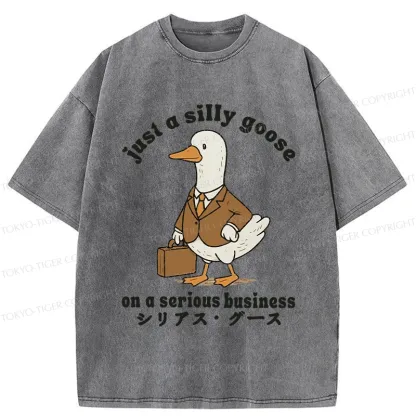 Tokyo-Tiger Silly Goose On A Serious Business Washed T-Shirt