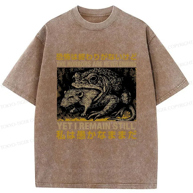 Tokyo-Tiger Frog Eat Mouse Washed T-Shirt
