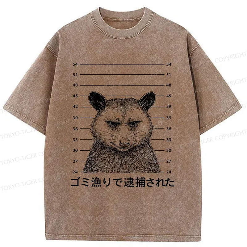 Tokyo-Tiger Captured Possum Washed T-Shirt