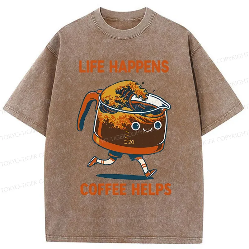 Tokyo-Tiger Interesting Coffee Washed T-Shirt