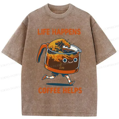 Tokyo-Tiger Interesting Coffee Washed T-Shirt