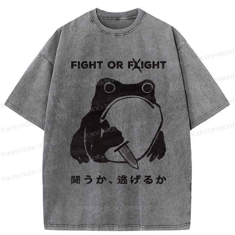 Tokyo-Tiger Fight Or Flight Funny Washed T-Shirt