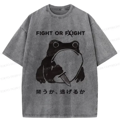 Tokyo-Tiger Fight Or Flight Funny Washed T-Shirt