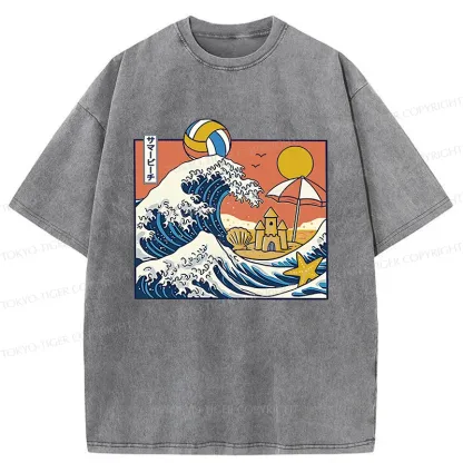 Tokyo-Tiger Summer Beach Washed T-Shirt