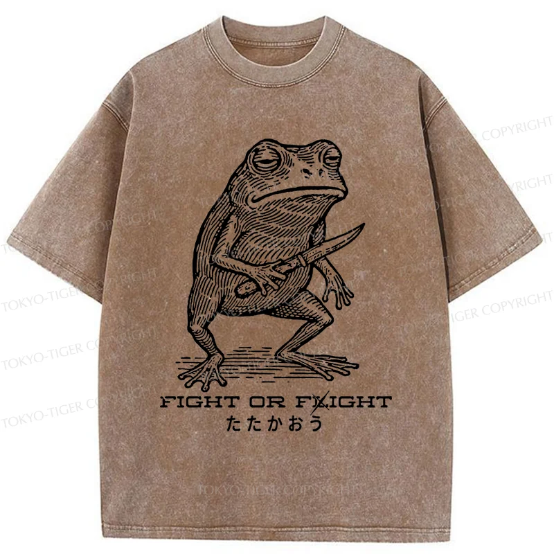 Tokyo-Tiger Fighting Frog Washed T-Shirt