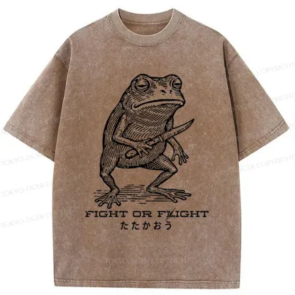 Tokyo-Tiger Fighting Frog Washed T-Shirt