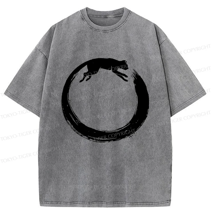 Tokyo-Tiger Cat's Circle Washed T-Shirt