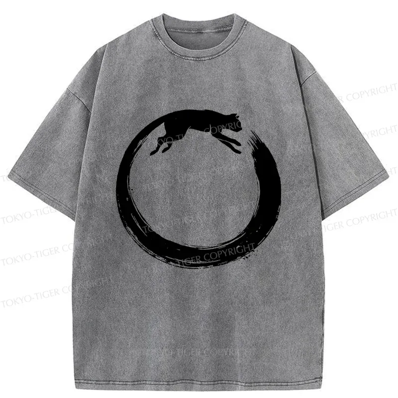 Tokyo-Tiger Cat's Circle Washed T-Shirt