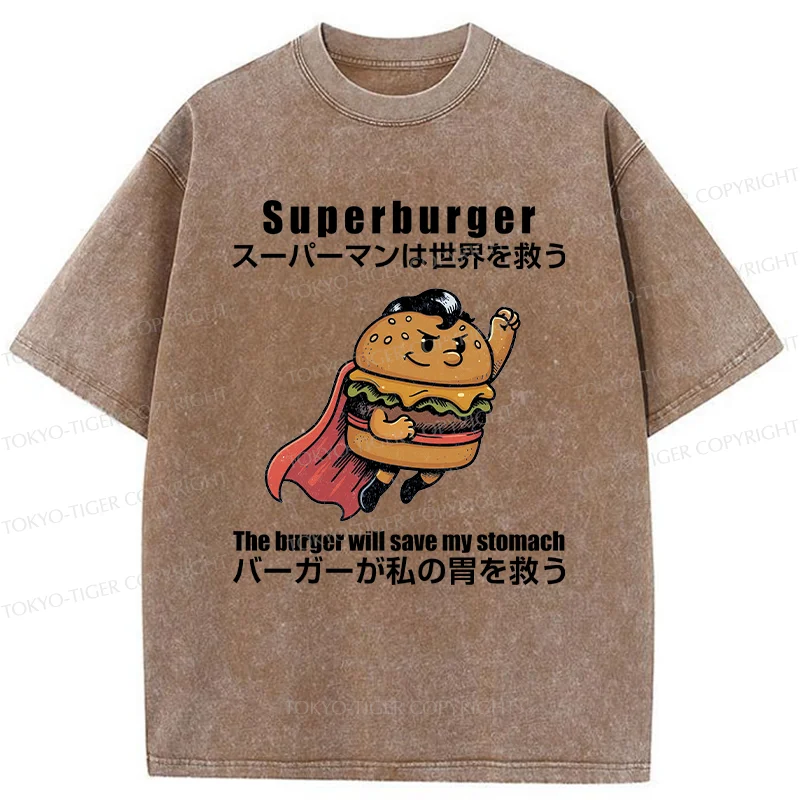 Tokyo-Tiger Burger Save The World Washed T-Shirt