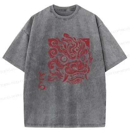 Tokyo-Tiger Japanese Lion Yokai Washed T-Shirt