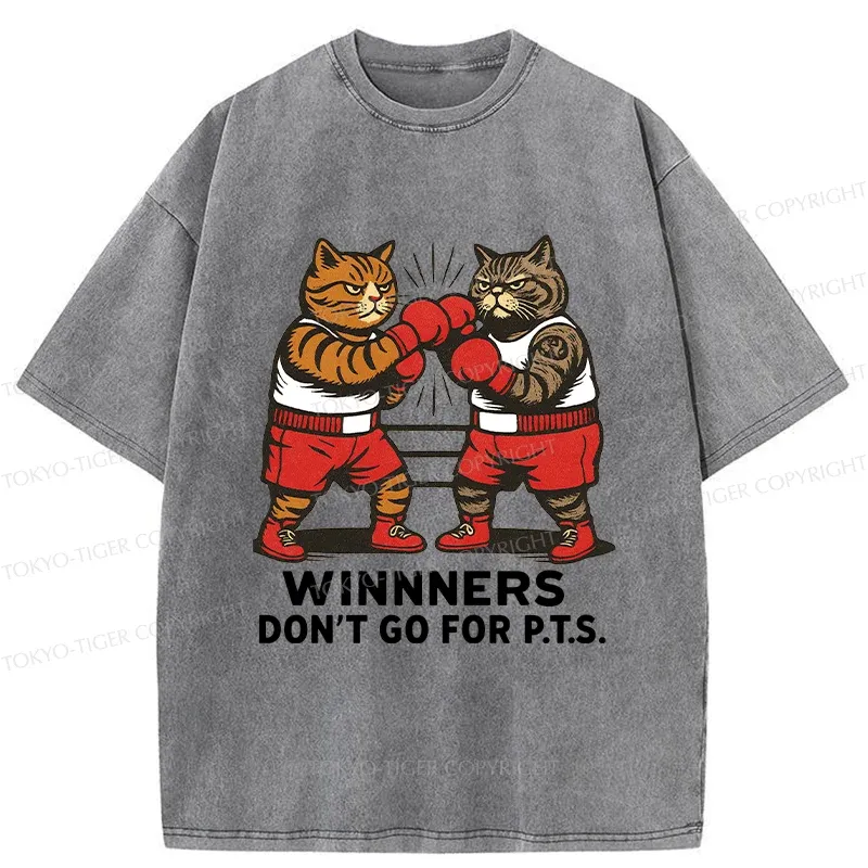 Tokyo-Tiger Fighting Cats Washed T-Shirt