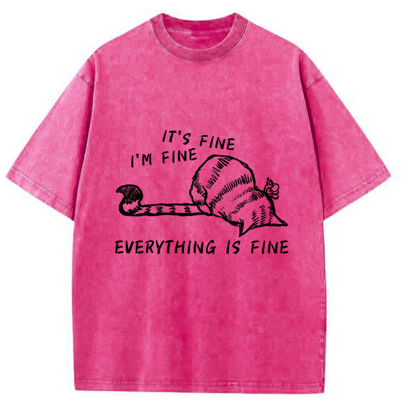 Tokyo-Tiger Everything Is Fine Washed T-Shirt