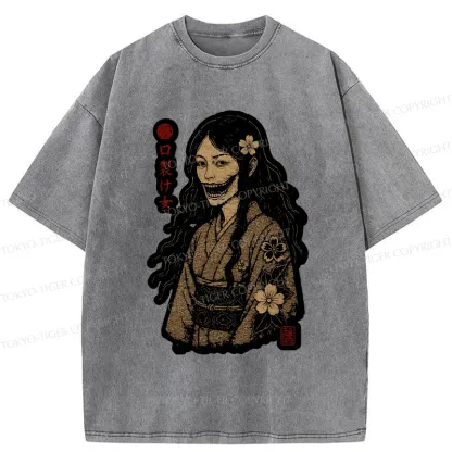 Tokyo-Tiger Cleft Mouth Woman Washed T-Shirt